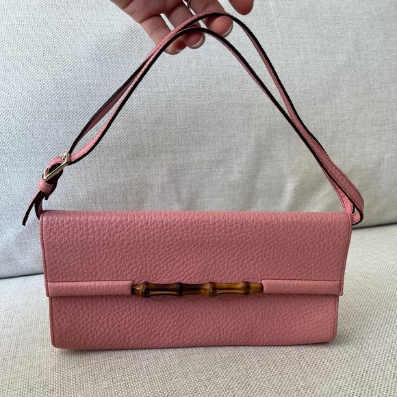 Gucci Pink Bamboo Clutch - Picture 1 of 6